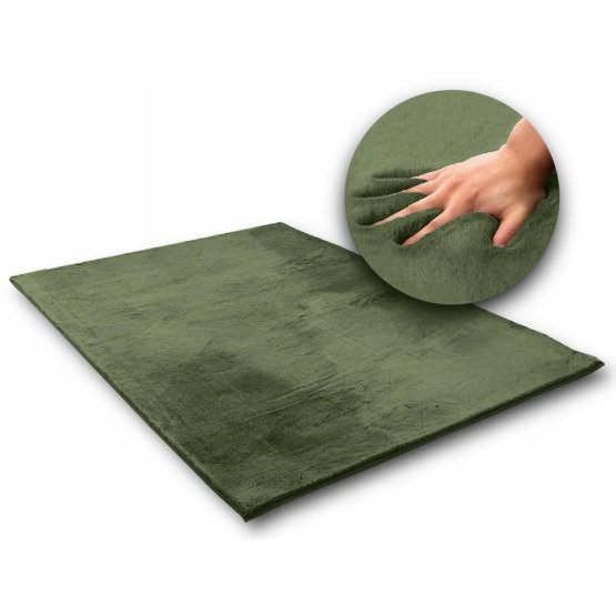 Hedvábný koberec Rabbit - olivově zelený