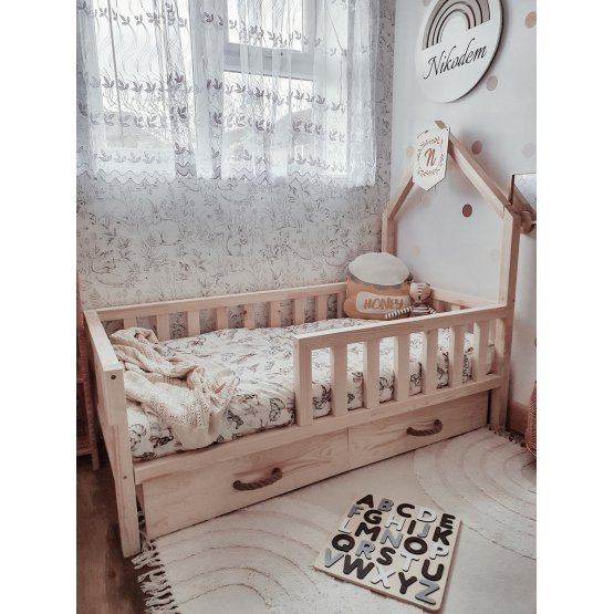 Dětská domečková postel SCANDI - přírodní