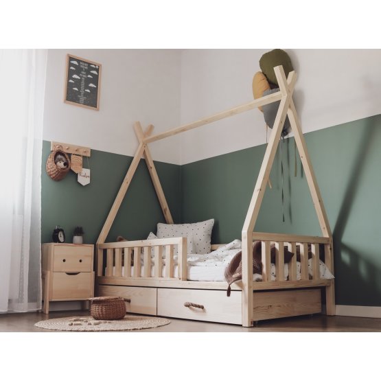 Dětská dřevěná postel TIPI - přírodní