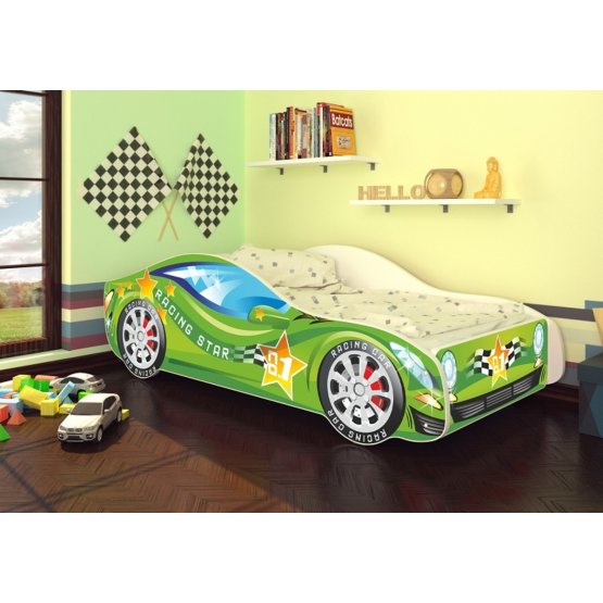 BAZAR Ourbaby dětská postel Autíčko zelené + matrace zdarma
