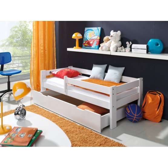 BAZAR Dětská postel se zábranou Bílá Paul  160x90cm - bez úložného prostoru