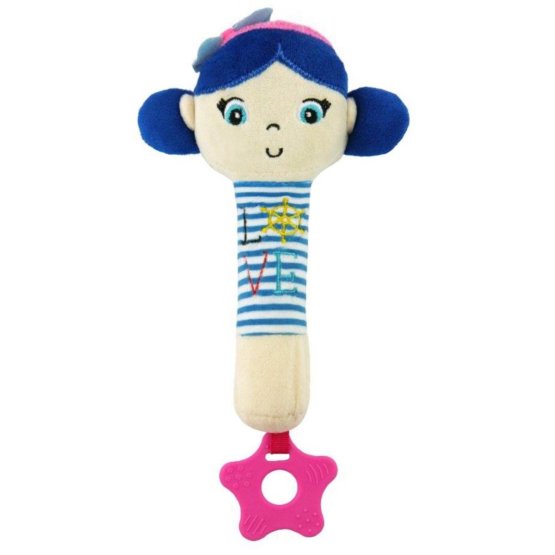 Dětská pískací plyšová hračka s kousátkem Baby Mix námořník holka blue Modrá