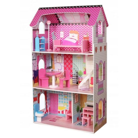 Dřevěný domeček pro panenky Růžová vila