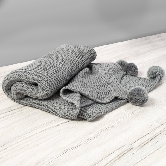 Pletená deka 150x200 cm - šedá