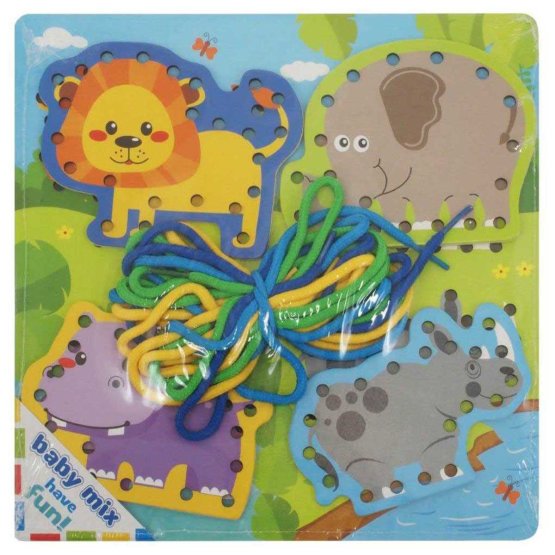 Dřevěná provlékací hračka Baby Mix Safari Dle obrázku