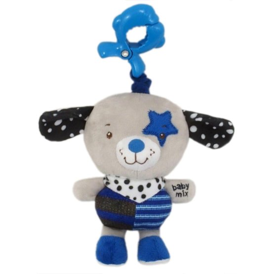 Dětská plyšová hračka s hracím strojkem Baby Mix pejsek modrá