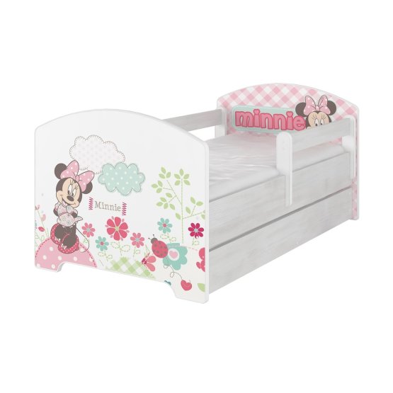 BAZAR - Dětská postel se zábranou - Minnie Mouse - bez úložného prostoru 140x70 cm