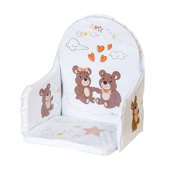 Vložka do dřevěných jídelních židliček typu New Baby Victory bílá medvídci Šedá