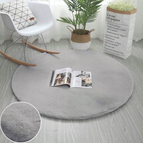Kulatý koberec Rabbit - šedý