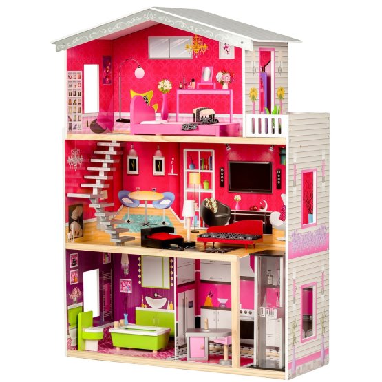 Dřevěný domeček pro panenky s výtahem Kayla