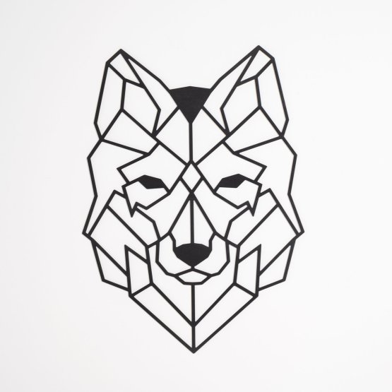 Dřevěný geometrický obraz - Vlk - různé barvy