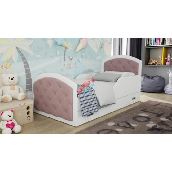 BAZAR - Dětská postel QUEEN - AMOR - pudrová růžová 200x90cm