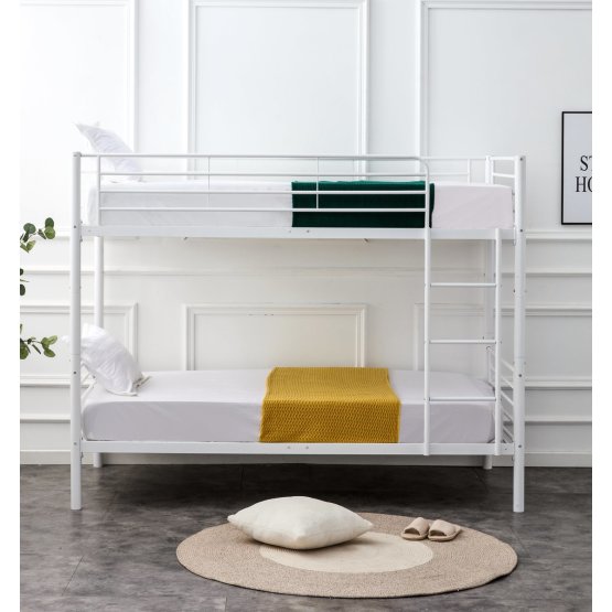 Kovová dvoupatrová postel BUNKY 200x90 cm - bílá