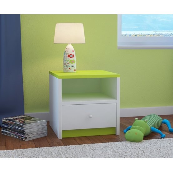 BAZAR Ourbaby dětský noční stolek - zeleno-bílý