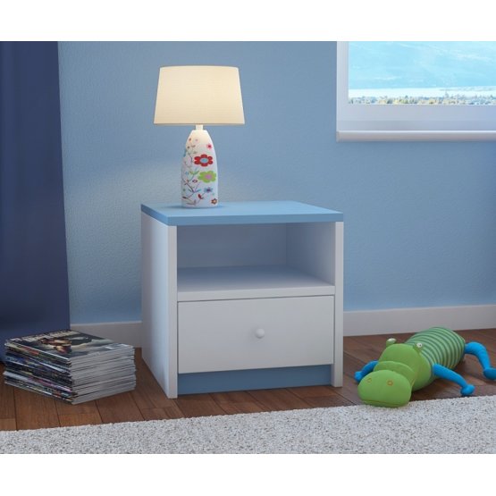 Ourbaby dětský noční stolek - modro-bílý