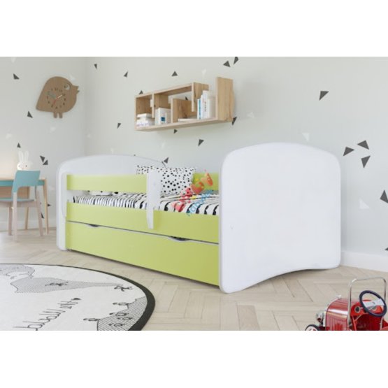 BAZAR Dětská postel se zábranou Ourbaby - zeleno-bílá 180x80