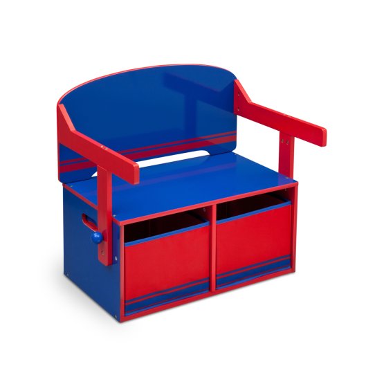 Dětská lavice s úložným prostorem  modro - červená