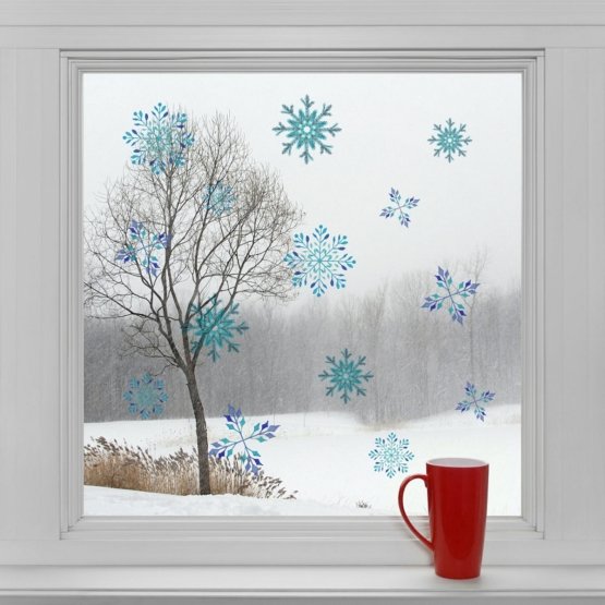 Vánoční dekorace na okno - Sněhové vločky