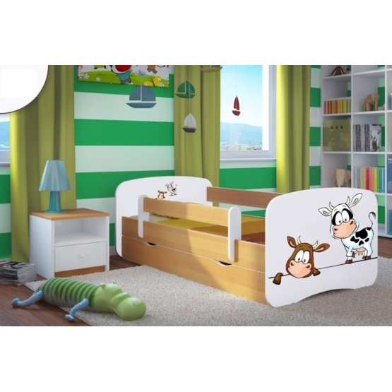 Dětská postel se zábranou Ourbaby - kravičky- buk