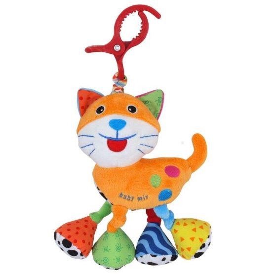 Dětská plyšová hračka s vibrací Baby Mix Kočka Žlutá