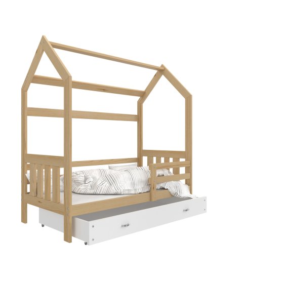 Dětská postel domeček Filip - přírodní-bílá