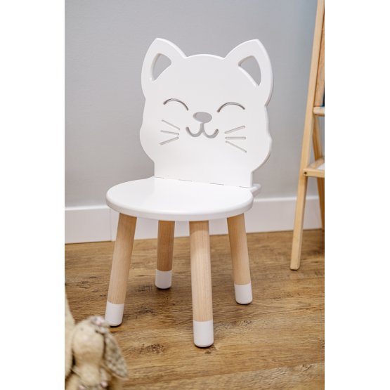 Dětská židlička - Kočička - bílá