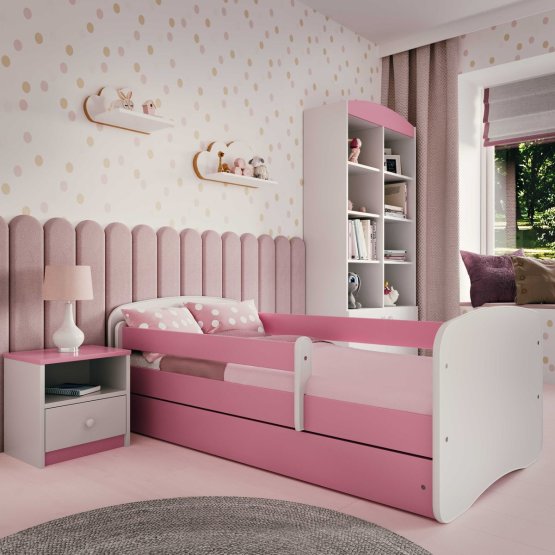 Dětská postel se zábranou Ourbaby - růžovo-bílá