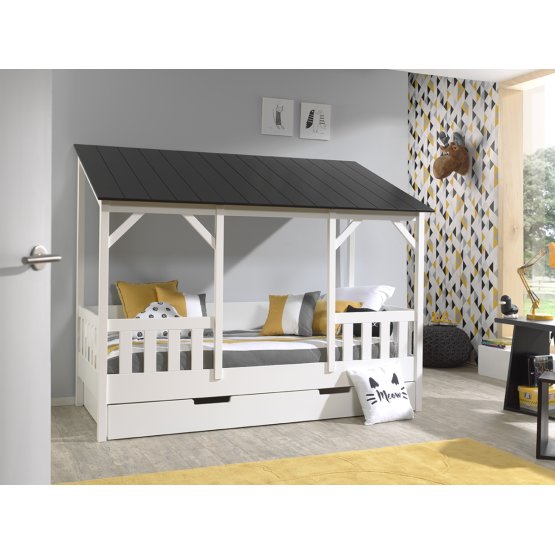 Dětská postel ve tvaru domečku Charlotte - černá 