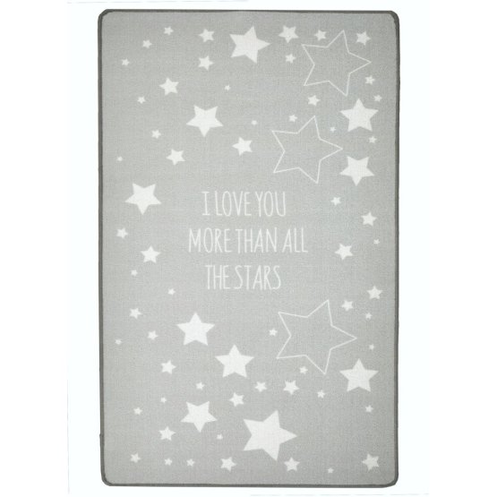 Dětský koberec LOVE YOU STARS stříbrná-šedá/bílá