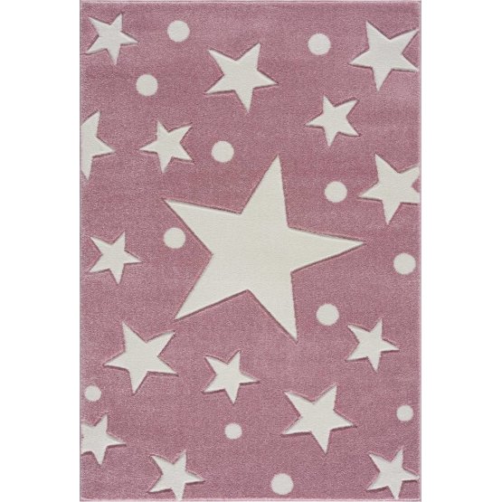 Dětský koberec Hvězdy - růžovo-bílý