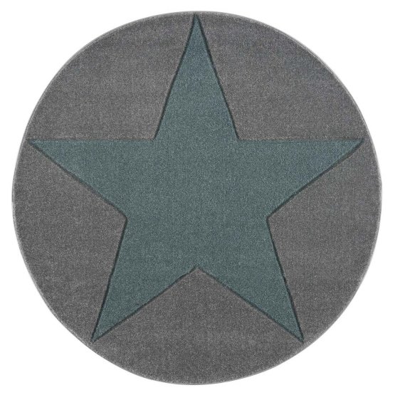 Dětský kulatý koberec STAR stříbrnošedý/ mátový
