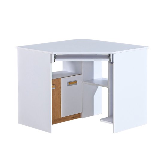 Rohový psací stůl L11 - bílý / dub nash