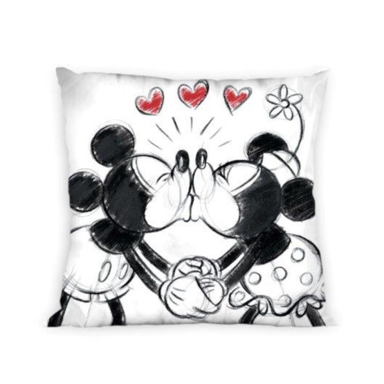 Povlak na polštářek 40x40 cm - Mickey a Minnie Mouse - černobílý
