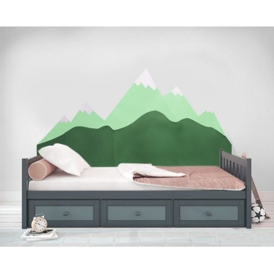 Pěnová ochrana zdi za postel Hory - zelená