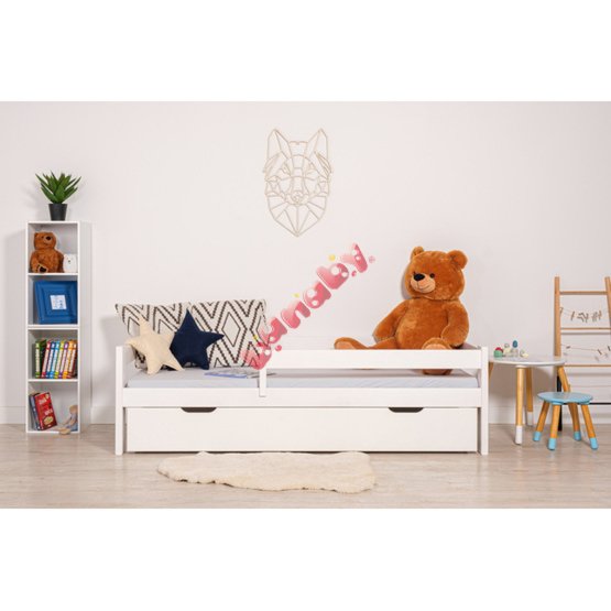 BAZAR - Dětská postel Paul se zábranou - bílá + úložná prostor 200x90 cm