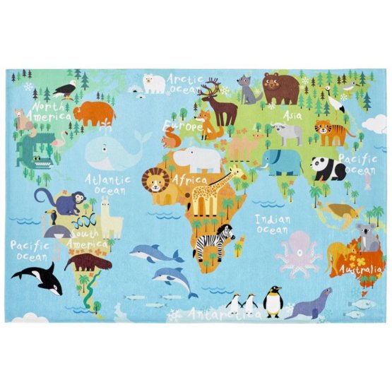 Dětský koberec - Mapa světa