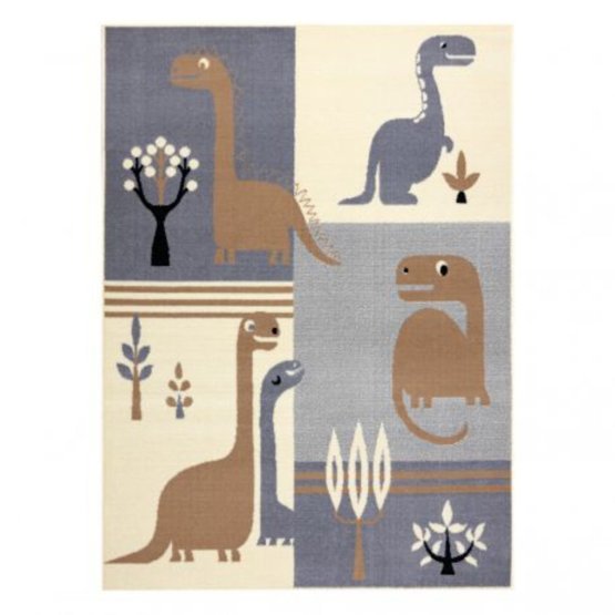 Dětský koberec Dinosauří svět - šedo-hnědý