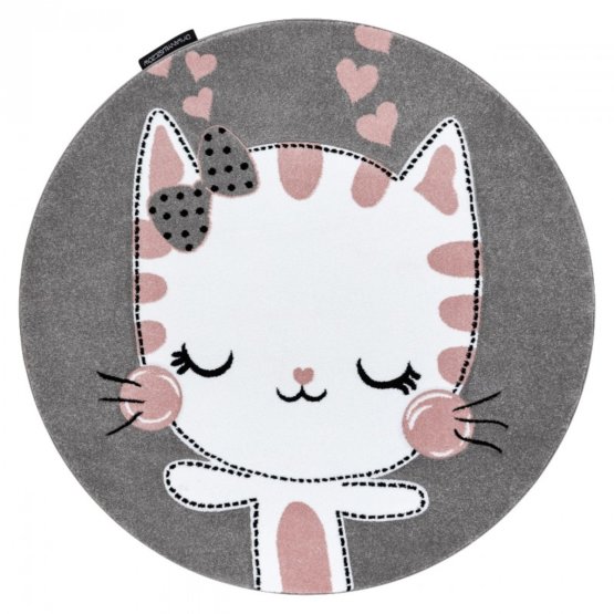 Kulatý koberec PETIT - Kočička - šedý
