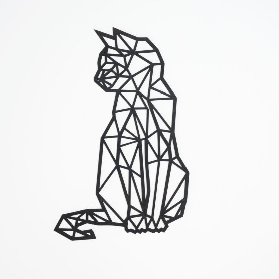 Dřevěný geometrický obraz - Kočka - různé barvy Barva: černá