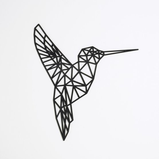 Dřevěný geometrický obraz - Kolibřík - různé barvy Barva: černá