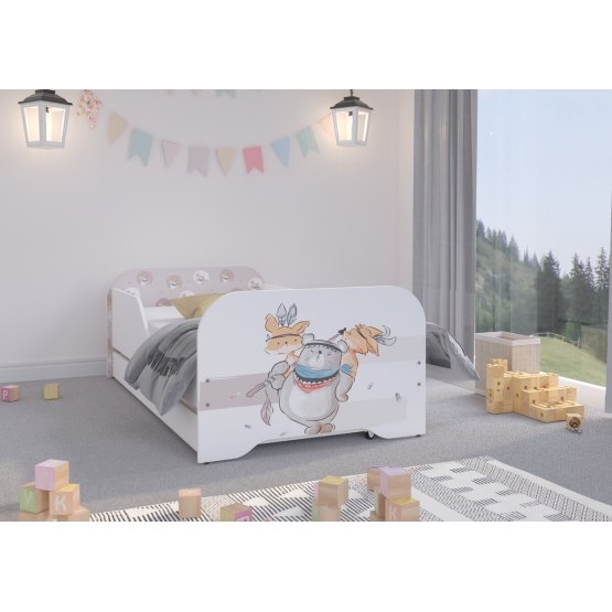 Dětská postel MIKI 160 x 80 cm - Medvěd a lišky