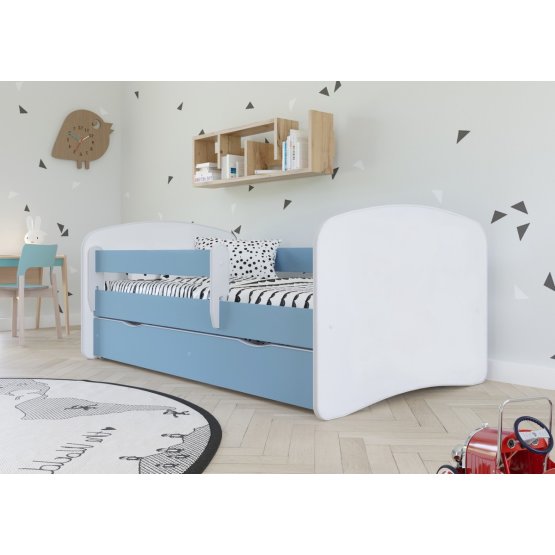 Dětská postel se zábranou Ourbaby - modro-bílá