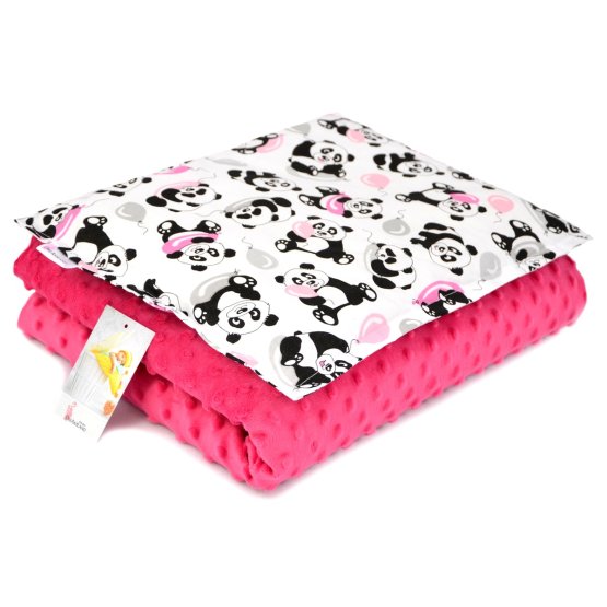 Dětská deka a polštář M Panda - fuchsiová