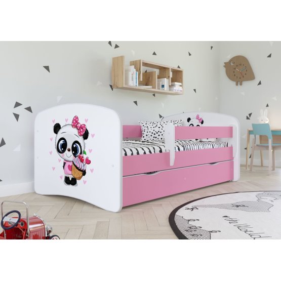  Dětská postel se zábranou - Panda - růžová
