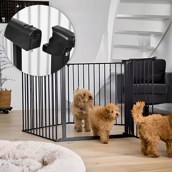 Branka, ohrádka, ochranná bariéra pro děti a zvířata, 5 panelů, 60 cm, kov, černá, ECOTOYS