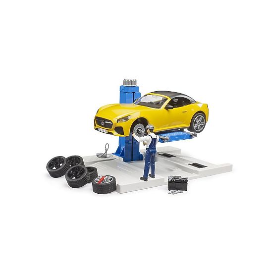 Bruder Autoservis s roadsterem a mechanikem
