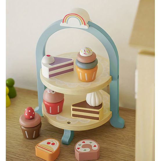 Čajový a kávový servis s cukrovinkami šálky konvice tácek podnos ECOTOYS