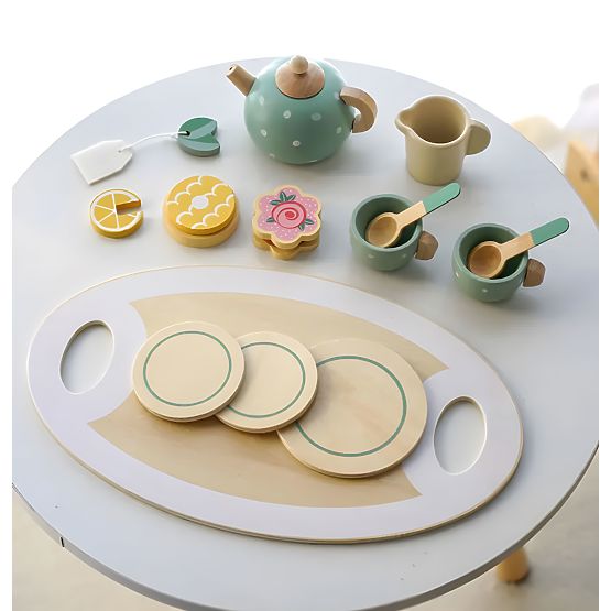 Čajový a kávový servis s cukrovinkami šálky konvice tácek podnos ECOTOYS