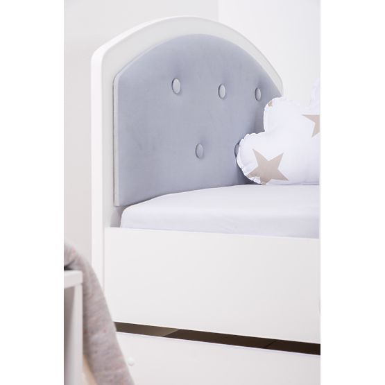Čalouněná postel Luna se zábranou- světle šedá