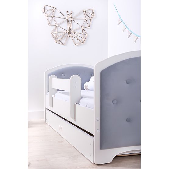 Čalouněná postel Luna se zábranou- světle šedá